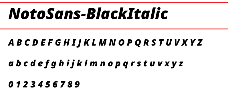 Font NotoSans-BlackItalic